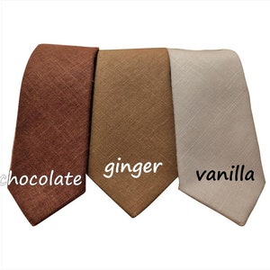Cravate en lin hopsack. Cravates texturées en lin noir, marron, roux, ivoire et épicé image 3