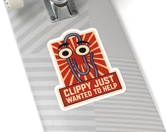 Clippy Resistance Sticker: Retro Microsoft Paperclip, Tech Freedom Vinyl Decal
