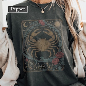 Cancer Zodiac Shirt - Astrology Cancer Sign Graphic Tee, Cancer Birthday Gift, Celestial T-Shirt, Boho Tee, Sun Sign, Moon Sign, Rising Sign