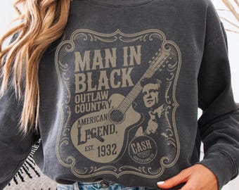 Vintage Outlaw Country Legend Sweatshirt – Retro Western Music Graphic, American Icon Unisex Lightweight Crewneck, Comfort Colors