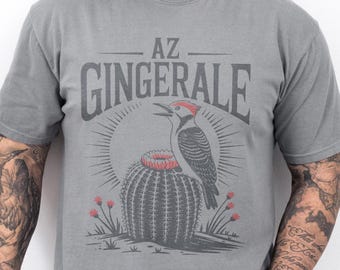 Vintage Arizona Tshirt, AZ Gingerale Official Logo, Sonoran Desert Woodpecker T-Shirt, Arizona Cactus Graphic Tee, Southwest Nature Shirt