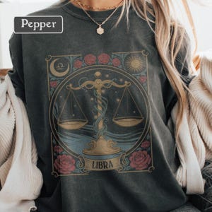 Libra Zodiac Shirt - Astrology Graphic Tee, Libra Gift Idea, Sun Sign, Moon Sign, Rising Sign T-Shirt, Celestial Boho Tee, Hippie Witchy