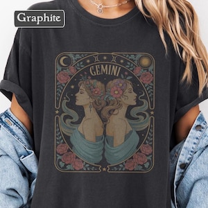 Gemini Astrology Shirt - Zodiac Graphic Tee, Gemini Gift, Celestial T-Shirt, Moon Sign, Sun Sign, Rising Sign, Mystic Boho Tee, Tarot Lovers