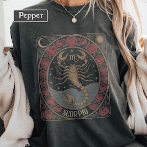 Scorpio Astrology Shirt - Zodiac Graphic Tee Scorpio Gift Sun Sign Moon Sign Rising Sign Festival Top, Celestial Spiritual Esoteric T-Shirt