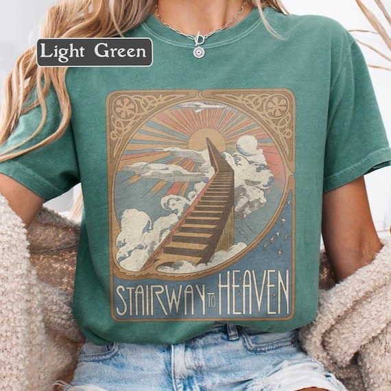 Classic Rock T-shirt, Band T-Shirt, Retro Boho Graphic Tee, Vintage Comfort Colors, Music Lover Gift, Retro Band Tee, Stairway to Heaven