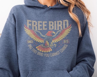 Free Bird Hoodie - Unofficial Rock Shirt - Unisex Gildan Retro Eagle Graphic Sweatshirt - Skynyrd Inspired - Music Lovers 4th of July shirt