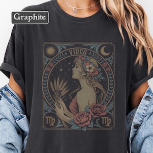 Cute Virgo Astrology Shirt - Zodiac Graphic Tee, Virgo Gift Idea, Sun Sign T-Shirt, Celestial Moon Sign, Rising Sign Tee, Vintage Hippie Tee