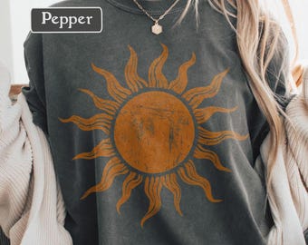 Boho Sun T-Shirt | Retro Sun Shirt | Celestial Graphic Tee Comfort Colors® | Vintage Astrology T-Shirt | Hippie Yoga Shirt | Festival Top