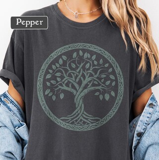 T-Shirt Donna Yin Yang & Albero Della Vita – 100% Cotone, Taglie S-XXXL, Blu, Stampa Resistente