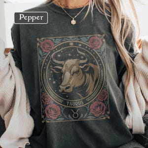 Taurus Astrology Shirt - Zodiac Tee, Taurus Gift, Celestial T-Shirt for Earth Signs, Sun Sign Shirt, Boho Mystic Shirt Alphonse Mucha Style