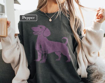 Artistieke teckel tshirt, comfort kleuren grafisch T-shirt, worstje hond cadeau, shirt Doxie, Doxie moeder Doxie vader cadeau, schattige hondent-shirt, hondenliefhebber