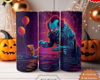 Halloween Horror Clown Tumbler 20oz – Creepy Scary Carnival Full Wrap Design