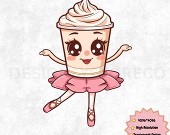 Coffee Ballerina Clipart | Kawaii Dance PNG (Digital Download)
