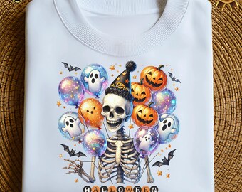 Halloween Skeleton Balloons Ghost Pumpkin PNG Ready Design for Print Digital Download