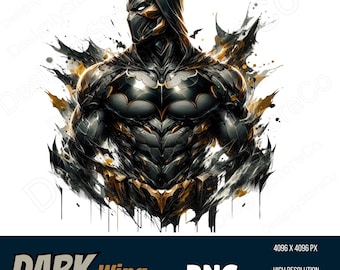 Dark Wing Hero PNG – Splash Watercolor Clipart, Transparent Background (Digital Download)