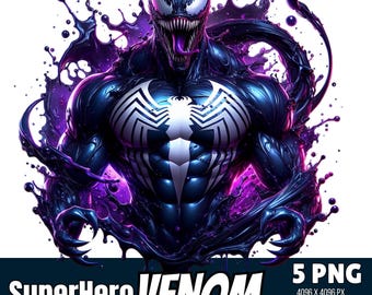 5 Venom Hero PNG Clipart – Splash Watercolor, High Resolution (Digital Download)