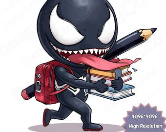 Venom Back To School PNG | Cartoon Digital Design (Printable)