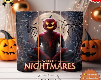 Halloween Super Hero Pumpkin Tumbler 20oz – Spooky Spider Wrap Digital Download