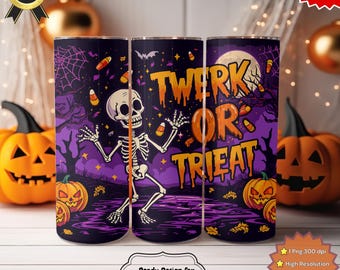 Funny Skeleton Halloween Tumbler PNG | Spooky 20oz Wrap (Digital Download)