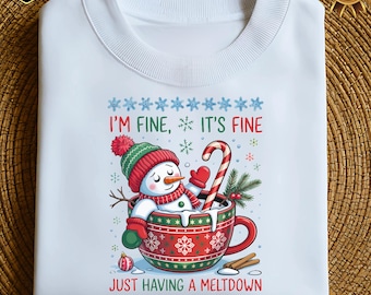 Funny Christmas Snowman Xmas  PNG Ready Design for Print Digital Download