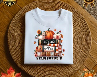 Pila de libros de calabaza de otoño Hola Halloween Otoño PNG Descarga digital