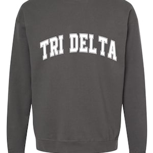 Tri Delta Sweatshirt- Crewneck Varsity Letters Design