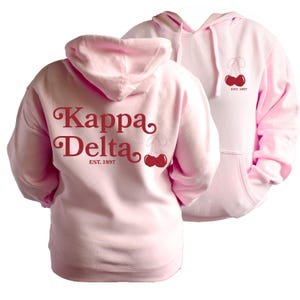 Kappa Delta Kapuzen-Sweatshirt mit Kirschen und Name der Schwesternschaft