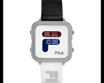 Fila unisex Digital Watch in Silicone and Nylon, White & Black- 38-6088-101