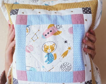 Colorful Patchwork Pillow - Ideal for Children's Rooms, Playtime & Travel, Gift for a newborn