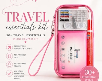 Travel Essentials Kit | Plane Pocket Pouch | 30+ TSA Approved Airplane Flight Must Haves