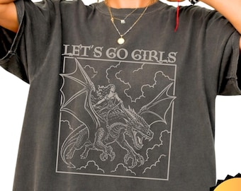 CANADA Retro Dragon Rider Shirts: Gift for Romantasy Readers, Bookish Dragon Tshirt, "We Ride At Dawn" Cotton Comfort Colors Shirts