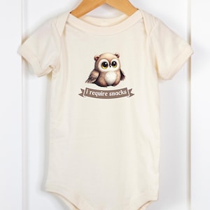 Baby OwlBear Bodysuit: Soft Jersey Romper, Cute Mythical Creature Baby Gift for DnD Players, Owl Bear Newborn Gifts for BG3 Gamers