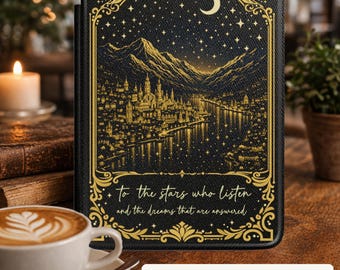 Personalized ACOTAR Kindle Case for Romantasy Readers: Velaris Kindle Cover with Custom Text, Faux Leather Kindle Protector