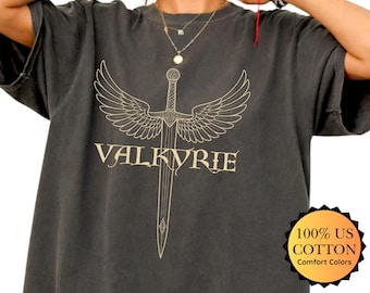 Valkyrie ACOTAR Shirt: Gift for Romantasy Readers, ACOSF Book Tshirt with Winged Sword, Relaxed Fit Comfort Colors Shirts for SJM fans