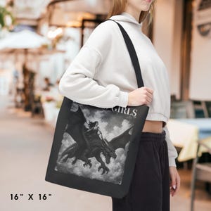 Dragon Rider Tote Bag: Bookish Gift for Romantasy Readers, Strong Women Gift, Girls Will Be Girls, Let's Go Girls, Girl Power Bag image 6