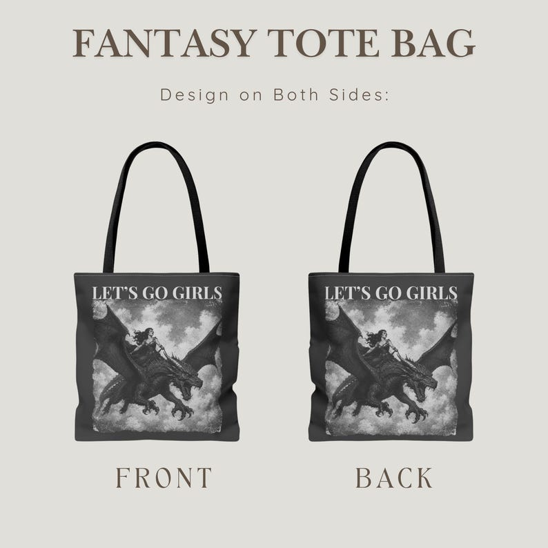 Dragon Rider Tote Bag: Bookish Gift for Romantasy Readers, Strong Women Gift, Girls Will Be Girls, Let's Go Girls, Girl Power Bag image 8