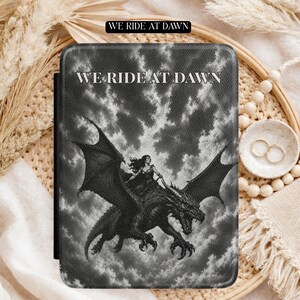 Dragon Rider Kindle Case for Romantasy Reader: Girl Power Cover for Kindles, Bookish Dragon Gift for E-Reader, Faux Leather Kindle Protector We Ride At Dawn