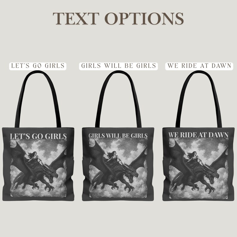 Dragon Rider Tote Bag: Bookish Gift for Romantasy Readers, Strong Women Gift, Girls Will Be Girls, Let's Go Girls, Girl Power Bag image 9