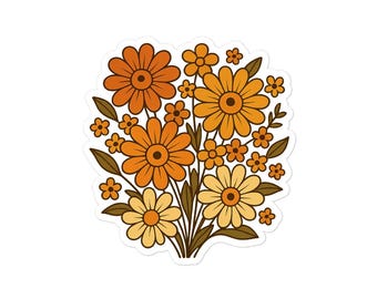 70's Floral pattern Bubble-free sticker