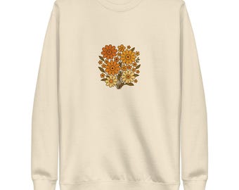 70s Floral Cotton-Blend Sweatshirt - Unisex Retro Style