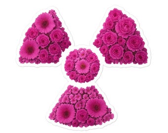 Pink Floral Radiation symbol Bubble-free sticker