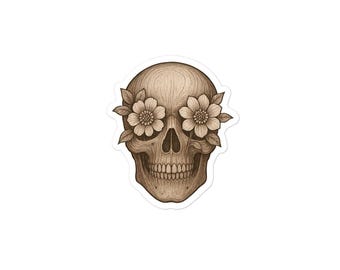Wooden Skull Bubble-free sticker