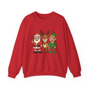 Festliches Weihnachten Crewneck Sweatshirt – Weihnachtsmann, Rentier, Elf