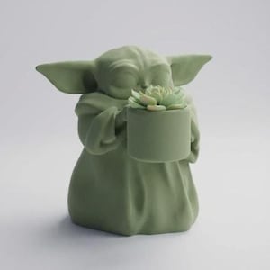 Vaso da fiori Baby Yoda Grogu / Porta piante grasse Star Wars stampato in 3D / Regalo The Mandalorian / Vaso da scrivania