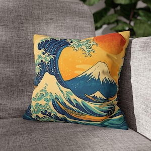 Ocean Wave Decorative Pillowcase, Relaxing Home Decor, Nautical Cushion Cover, Gift for Ocean Lovers, Vibrant Pillow Design