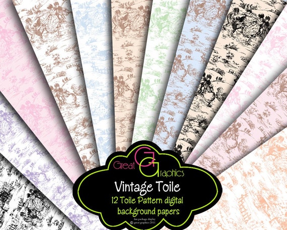 Toile Paper Toile Digital Paper Baby Shower Paper Toile Print Printable Background Invitation Paper, Instant Download Il_570xn