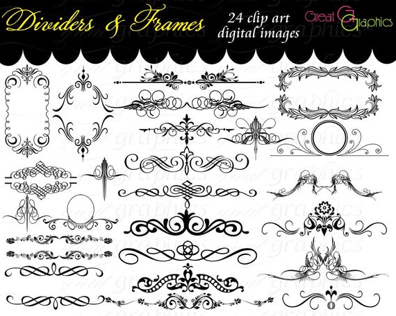 Frame Clip Art Digital Frame Clipart Flourish Clip Art Digital Wedding Clipart Clip Art Frame Wedding Invitation Clip Art - Instant Download Il_570xn