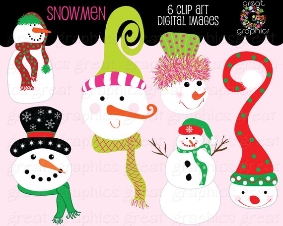 Snowman Clipart Whimsical Christmas Snowman Clip Art Snowman Digital Clip Art Invitation Clipart - Instant Download Il_570xn