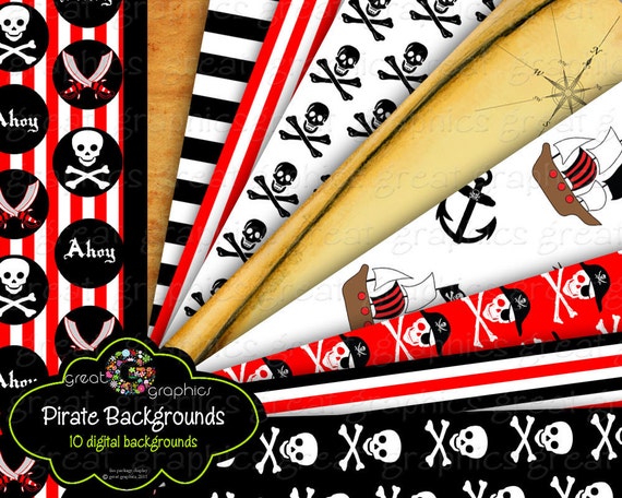 Pirate Paper Pirate Party Paper Pirate Digital Paper Pirate Printable Treasure Map Pirate Ship Instant Download Il_570xn
