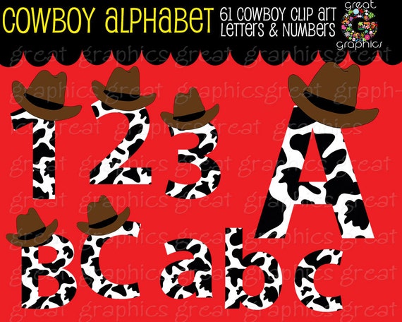 Items similar to Cowboy Clip Art Alphabet Clipart Digital Clip Art ...